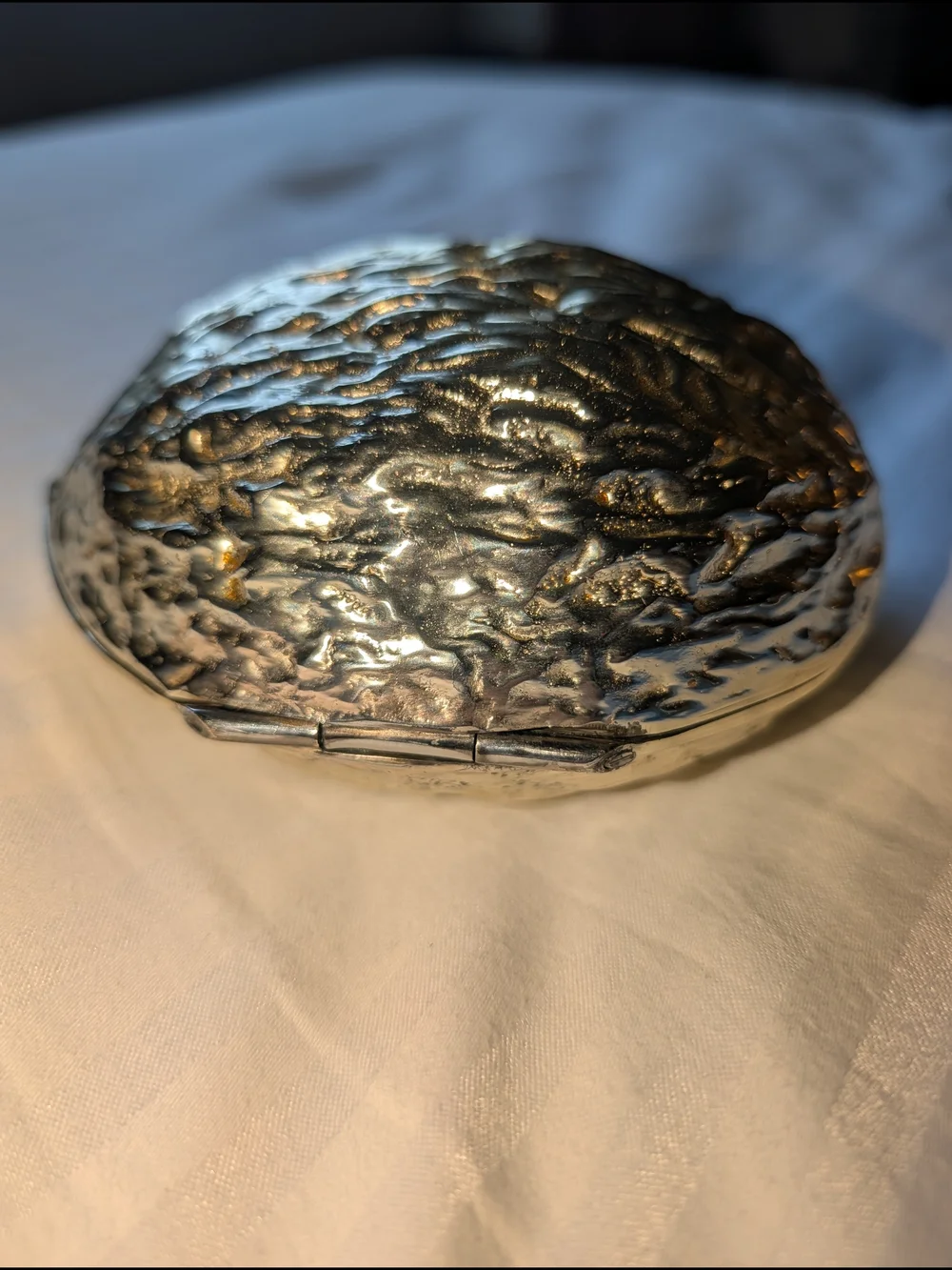 Mid-Century Italian Cast Aluminum Walnut Trinket Box for Saks Fifth Avenue
